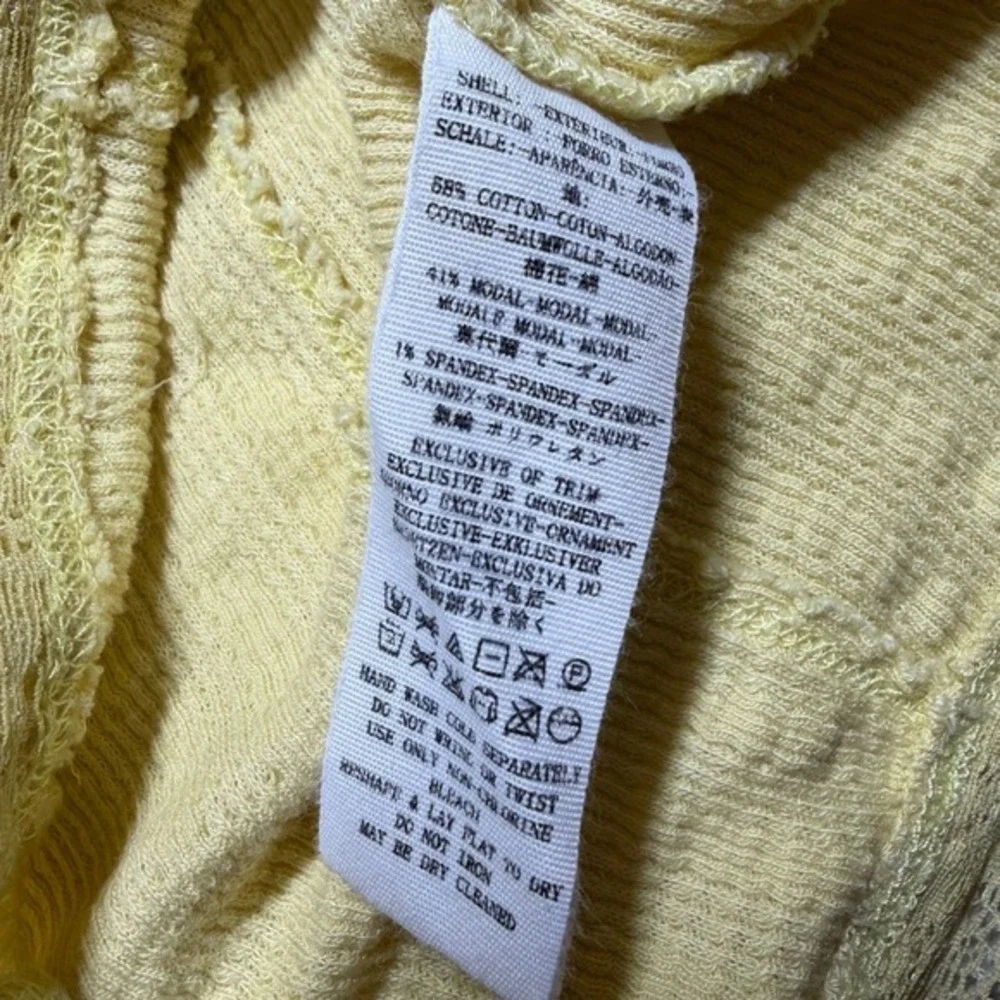 Free People‎ Large Thermal Lace Coquette Cottagecore Yellow Romantic Victorian